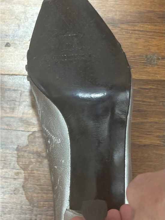 Stuart Weitzman Pointed-Toe Metallic Flats - Silver Gray - Picture 6 of 7